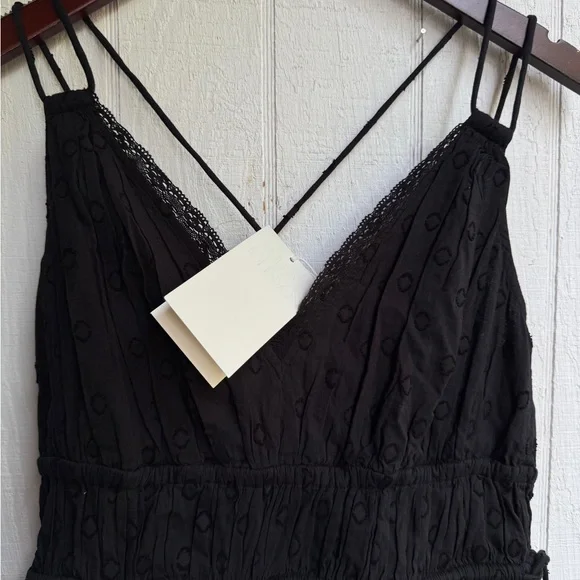 ULLA JOHNSONNew York Freya Black Midi Dress in black eyelet with lace size 0